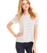 A row of buttons down the back and infinite polka-dots add to the charm of Tommy Girl's sweet, short sleeve top.