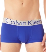 For the man looking for a slightly shorter leg and lower rise than boxer briefs (but who's still in the market for high style): Calvin Klein's Steel Microfiber Trunks made of stretch Tactel topped with a metallic waistband.