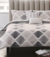 Modern and unexpected define this Treviso duvet cover set from Bryan Keith, featuring a smart diamond design with ombre stripe accents. Reverse to solid.