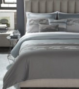 In a fresh and clean design scheme, this Sicily duvet cover set from Bryan Keith boasts broken stripe embellishments on a smooth ground all in muted blue, taupe and charcoal hues for a refreshing appeal.
