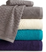 Pamper yourself in luxury with this Chevron washcloth from Bianca, featuring a beautiful textured chevron pattern in your choice of four modern hues.