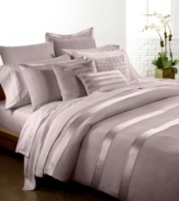 This Essentials Dusk duvet cover from Donna Karan adds elegance and comfort to your bed with perfectly tailored alternating rows of shiny and matte silk charmeuse. Button closure.