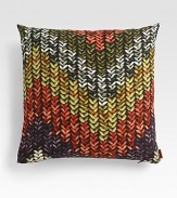 A witty photographic print in a colorful chevron pattern offers a closeup of the famous Missoni knits, giving this pillow its playful yet elegant character.Zip-off coverCotton/linenDown/feather fill16 squareDry cleanMade in Italy