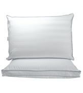 Awaken your senses to a new level of instant soothing support without the dependency of temperature. Featuring both a firm, ventilated European-style memory foam inner pillow and a plush, memory gel fiber inner pillow, this revolutionary pillow from Sensorpedic allows you to customize your comfort. Perfect for any sleep style. Also features a 300-thread count cotton cover finished with anti-stain protection. Gusseted.