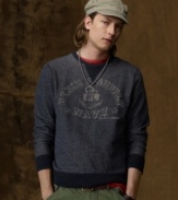 A rugged pullover is crafted from super-soft French terry with a naval-inspired graphic for a worn-in, downtown look.