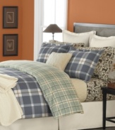Traditional plaid meets cozy comfort with Martha Stewart Collection's Windowpane Plaid sham, featuring soft cotton flannel and a printed reverse. (Clearance)