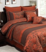 Spice up your sleep space with the rich, autumnal hues of this jacquard woven Venita comforter set. Featuring a lovely leaf pattern with elegant quilted and embroidered details, this set offers luxurious texture and presentation.