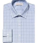 With a fine check pattern, this Michael Kors dress shirt takes you from solid to standout.