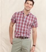 Pop some preppy plaid from Tommy Hilfiger in your wardrobe for a classic summer look.