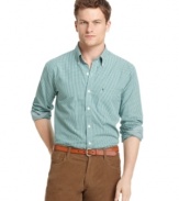 Step up to sophistication. Add a touch of class to any outfit with this plaid shirt from Izod.