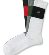 Look great as you're working out in these classic styled athletic crew socks by Polo Ralph Lauren.