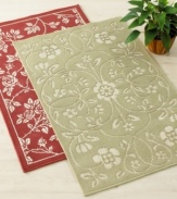 Plant a Rose accent rug underfoot and admire the beauty of a flourishing garden indoors. Available in two textured floral patterns and with a skid-resistant back to prevent slipping.