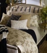 Featuring a sophisticated print of meandering vines embellished with black silk piping, this Plage D'or decorative pillow from Lauren Ralph Lauren is the essence of timeless style. Also features hidden zipper closure. (Clearance)