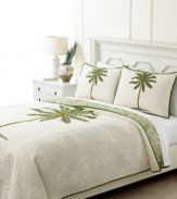 Life's a beach with Martha Stewart Collection's Palm quilted sham, boasting a textured face and printed palms finished with a printed flange and green trim.