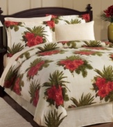 Make your escape. Featuring blooming botanicals on a subtle basketweave design, the Aruba comforter set has everything you need to transform your bedroom into a tropical retreat. Coordinating sheeting completes the look with style.