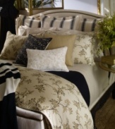 The golden age of elegance. Featuring a sophisticated print of meandering vines and blossoms, the Plage D'or duvet cover from Lauren Ralph Lauren is decidedly timeless. Featuring 450 thread count cotton sateen embellished with a tailored flange and grossgrain cord along the edges. Reverses to self. (Clearance)