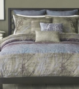 A walk in the woods. Printed and embroidered branches evoke the serenity of a winter forest in Bryan Keith's reversible comforter set. Flip the comforter for a tonal, watercolor design that instantly gives your bed a whole new look. Also features European shams, decorative pillows and a matching bedskirt to complete this captivating ensemble.