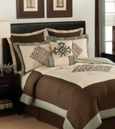 Comforting classic. The Susanne comforter set recreates antique medallion designs to suit the modern palate. Sleek borders and shimmering solids give the ensemble a refined appearance, while detailed embroidery and subtle pintucks anchor the look with grace.