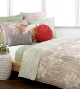 The essence of effortless charm, this Flores duvet cover set from Style&co., boasts a distressed stripe motif with floral accents all in a fun and colorful palette. Pieces reverse to an allover white and green design for a look of fresh, modern flair.