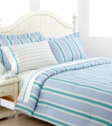 Make your escape every night with Tommy Hilfiger's Celina Lake comforter set. Featuring tailored stripes in cool, soothing hues, this ensemble instantly creates a relaxing ambiance with a hint of preppy polish. (Clearance)
