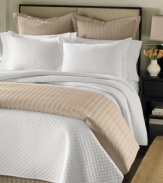 Luxuriously quilted to create a soft diamond pattern, this Damask European sham offers a beautiful, bright contrast to Damask Stripe bedding from Charter Club.