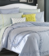 Nautical bliss. Sail away with this beach-inspired Nantucket Stripe comforter set from Teen Vogue, featuring calming blue and white stripes and ruffle embellishments.