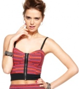 Play-up your audacious sense of style in a hot, crop bustier top from Material Girl!