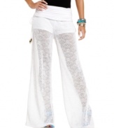 Get cabana-ready in these illusion-style palazzo pants from Baby Phat! An elaborate, open-knit design bares legs for days!
