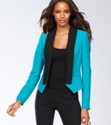 INC combines contrasting hues with a tuxedo-inspired silhouette for a statement-making blazer.