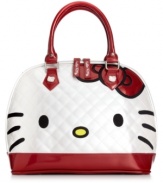 Satisfy your kitty crave with this purr-fectly pretty satchel, featuring the adorable Hello Kitty face on the front. Gorgeously glossy and accented with signature detailing, it's the ultimate fashionista find.