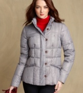 A chic herringbone print modernizes Tommy Hilfiger's puffer coat, while a soft down fill makes it as cozy as ever.