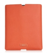 Treat your technology to an instant upgrade with this sleek iPad sleeve from DKNY. Crafted from soft Saffiano leather with signature detailing, it's sized right to slip inside your purse, but looks perfectly posh outside your it-bag.