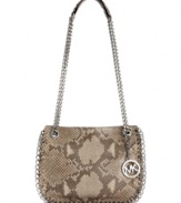 Give your style some instant edge with this sleek python-embossed leather purse from MICHAEL Michael Kors. Chic chain-link detail offers eye-catching appeal, while the interior is perfectly sized to meet your day-to-night demands.