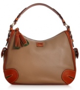 The artisans at Dooney & Bourke have created the must-have silhouette that's always in season. Fashionable and functional with a go-anywhere attitude, this haute hobo combines beautifully textured grain leather with custom hardware and detail stitching, for a look that's altogether irresistible