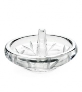 This elegant pedestal server is accented with a delicate flourish of vine like imprints with raised, etched dots. Qualifies for Rebate