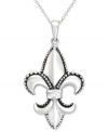 A symbol of style. This lovely Fleur de Lis pendant is crafted in sterling silver with elegant beaded edges. Approximate length: 18 inches. Approximate drop length: 1-1/2 inches. Approximate drop width: 3/4 inch.