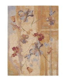 A beautiful painting set upon a plush, luminous canvas. Runner rug features a misty morning landscape with irises rendered in cool blues and crimsons. Woven of premium Opulon(tm) yarns to create a lavish pile with a rich, color-enhancing finish. A beautiful painting set upon a plush, luminous canvas. Runner rug features a misty morning landscape with irises rendered in cool blues and crimsons. Woven of premium Opulon(tm) yarns to create a lavish pile with a rich, color-enhancing finish.