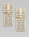 A chic nod to nature, this bleached acacia wood design has rustic, handmade-inspired appeal, thanks to its worn edges.Metal, clip-on backsWidth, about 1¾Length, about 3Drop, about 3Imported