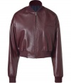 With a classic retro-inspired silhouette and a chic cropped fit, this luxe leather bomber from Jil Sander is a new season essential - Stand collar, front zip closure, long sleeves, welt pockets, elasticized hem and cuffs - Cropped silhouette - Pair with high-waisted skinnies and booties, or go casual cool with sporty separates and favorite fashion sneakers