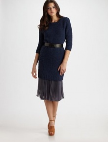 A nubby wool knit crafted in an cozy sheath silhouetteJewel necklineThree-quarter sleevesRibbed trimPullover styleAbout 21 from natural waist75% wool/25% polyamideDry cleanImported A nubby wool knit crafted in an cozy sheath silhouetteJewel necklineThree-quarter sleevesRibbed trimPullover styleAbout 21 from natural waist75% wool/25% polyamideDry cleanImported