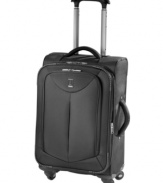 Smooth, sleek and styled! This spinner glides easy on 360º wheels that take corners and changes of pace in stride. An adjustable handle stops at 38 and 41 for travelers of all heights to keep rolling in comfort, while a fully-stocked interior, with full-length mesh lid pocket and zippered organizational pocket, brings order to the pack.