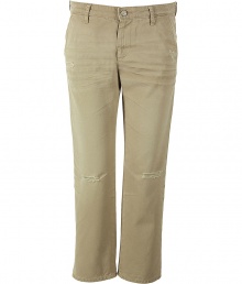 Stylish pant in sand cotton - Chinos are again in, in, in - slim waistband with loops - hot with a luxurious designer belt - slim and straight legs in new italian ankle length - slightly worn, used look - styling hit, wear at the office with a white blouse, blazer and pumps, at leisure time with a polo shirt and ballet flats - fits one size bigger
