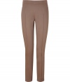 Stylish nougat cotton blend pants from Moschino Cheap & Chic - These equestrian-style pants are flattering and sophisticated - Seaming down front and back, wide waistband, slim cut through legs - Wear with a long sleeve henley, a tweed blazer, and riding boots