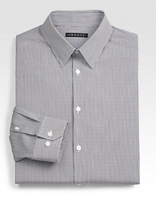 A neatly striped dress shirt tailored from crisp, lightweight cotton with a hint of stretch, pairs effortlessly with your suiting staples for impeccable office style.Button-frontPoint collar72% cotton/23% nylon/5% lycraDry cleanImported A neatly striped dress shirt tailored from crisp, lightweight cotton with a hint of stretch, pairs effortlessly with your suiting staples for impeccable office style.Button-frontPoint collar72% cotton/23% nylon/5% lycraDry cleanImported