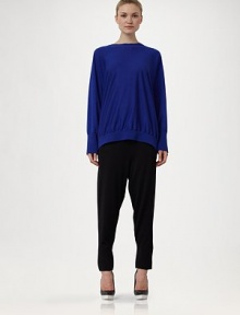 A sporty style in soft wool/silk with a relaxed fit.Full through hips and thighsTapered leg70% virgin wool/30% silkDry cleanMade in ItalyModel shown is 5'9½ (176cm) wearing US size 2. A sporty style in soft wool/silk with a relaxed fit.Full through hips and thighsTapered leg70% virgin wool/30% silkDry cleanMade in ItalyModel shown is 5'9½ (176cm) wearing US size 2.