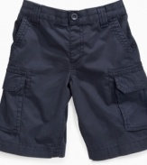 No hands! He'll be able to keep his fingers free with these Greendog cargo shorts that have plenty of pockets to hold all of his essentials.