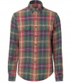 Inject rugged-cool style into your casual look with this plaid button down from Polo Ralph Lauren - Spread collar, front button placket, long sleeves, lap chest pockets, curved hem - Pair with jeans, chinos, corduroys, or shorts