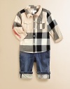 Preppy check cotton with tonal stitching and dark-contrast point collar.Front button closure Pleated patch pockets Buttoned cuffs Cotton Machine wash ImportedPlease note: Pattern may vary. 