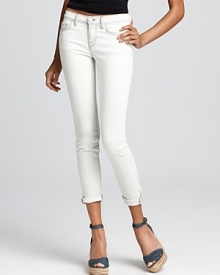 Articulated in an ultra-light wash, these J Brand skinny jeans feature contrast stitching for added interest. Articulated in an ultra-light wash, these J Brand skinny jeans feature contrast stitching for added interest.