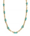 Tap into the long layer trend. Charter Club's ocean-inspired necklace adds a summery touch with turquoise resin and gold tone mixed metal links. Approximate length: 36 inches.